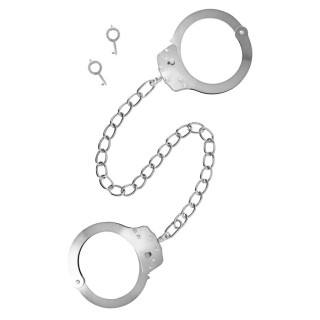 Menottes chevilles métal argenté avec chaine