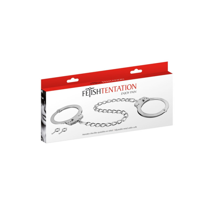 Menottes chevilles métal argenté avec chaine