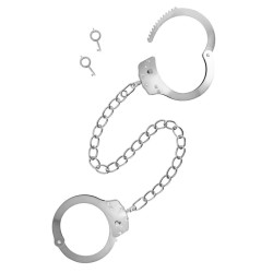 Menottes chevilles métal argenté avec chaine