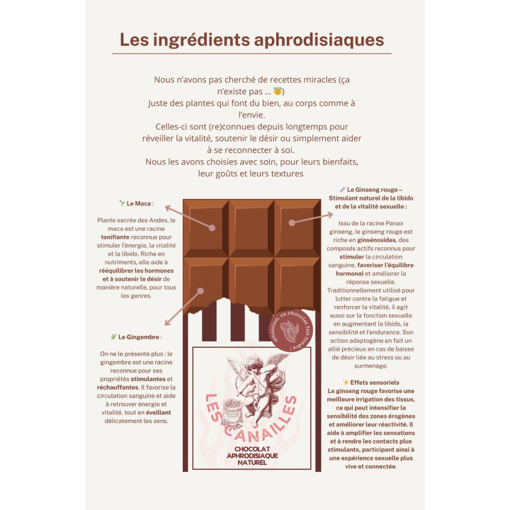 Tablette chocolat aphrodisiaque • Noir • 100g