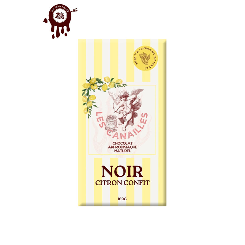 Tablette chocolat aphrodisiaque • Noir Citron confit • 100g
