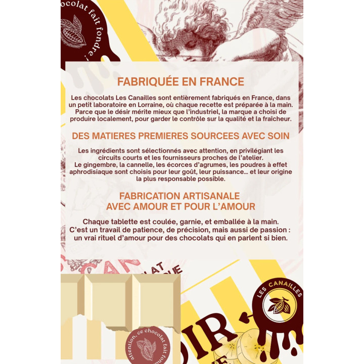 Tablette chocolat aphrodisiaque • Blanc 100g