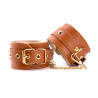 Menottes poignets simili cuir caramel