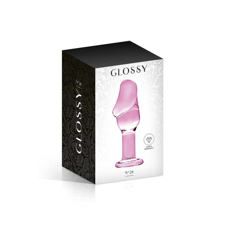 Plug Anal gland en Verre rose 12cmx4.3 N°24